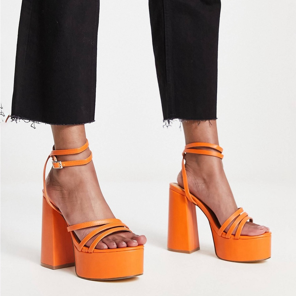 Truffle Collection Wide Fit strappy platform heels